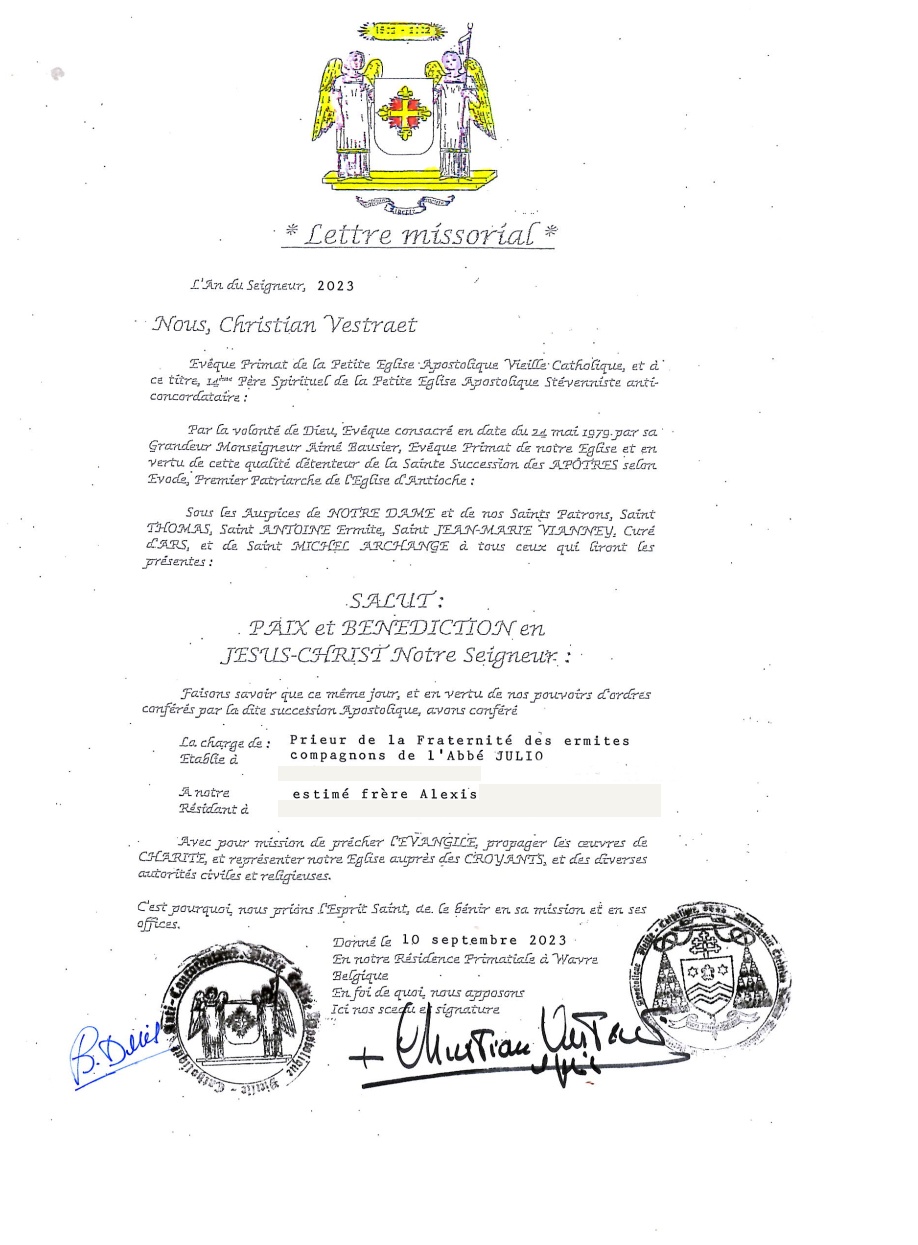 Lettre Missorial 2023 — Prieur de la Fraternité